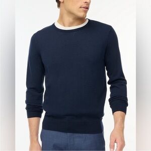 J Crew Machine-washable merino wool-blend crewneck sweater AP638 navy blue Sz L
